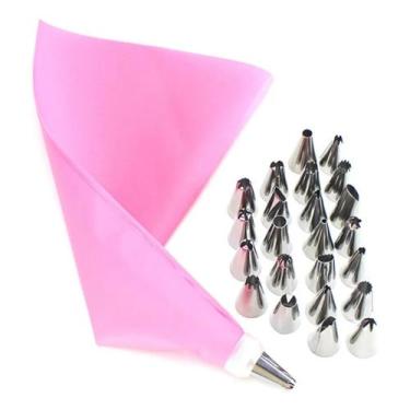 Imagem de 24 Pçs conjunto de saco de confeiteira de silicone com bico - JN ECOME