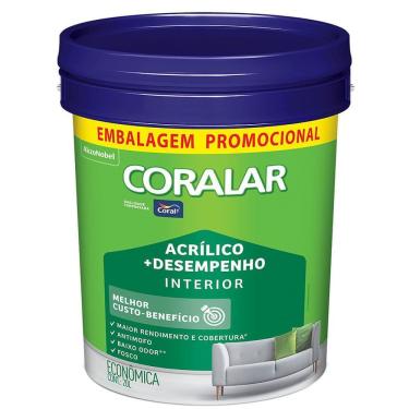 Imagem de Tinta Econômica Acrílica Fosco + Desempenho Branco 20l 5885755 Coral Tinta Acrilica Coralar Mais