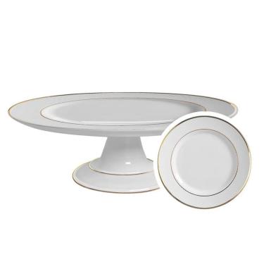 Imagem de Boleira Relevo Ouro 34Cm Em Cerâmica Alleanza