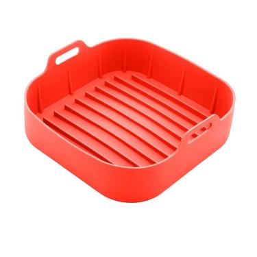 Imagem de Forma Quadrada 20cm de Silicone Vermelha Para Air Fryer