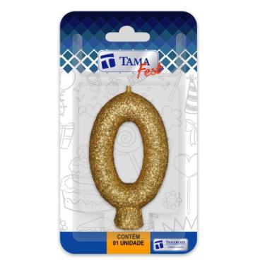 Imagem de Vela de aniversário Número Dourado Nº 0 com 10 un. - TAMAROZZI EMBALAG