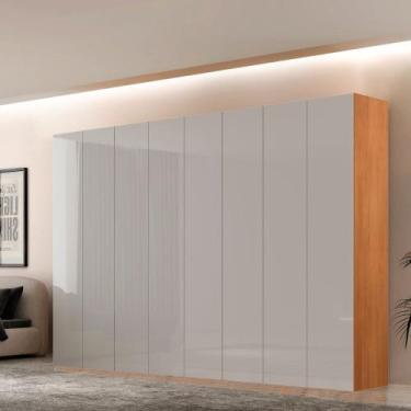 Imagem de Guarda Roupa Casal Alpes MDF 8 Portas e 4 Gavetas Moderna Mobília, Nat