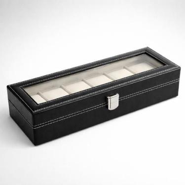 Imagem de Caixa Organizadora Porta 6 Relógios em Couro com Visor - Genérica