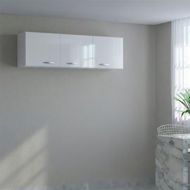 Imagem de Armário Aéreo 120cm Cristal Para Cozinha Ou Lavanderia Poque Branco