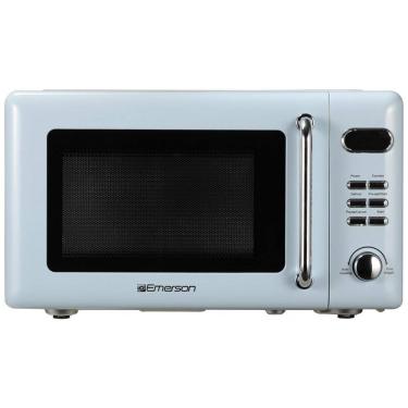 Imagem de Forno Micro-ondas Retrô de Bancada 20L Emerson Thunderbird Blue 700W 5 Níveis 8 Menus Automáticos Prato de Vidro Trava de Segurança 110V