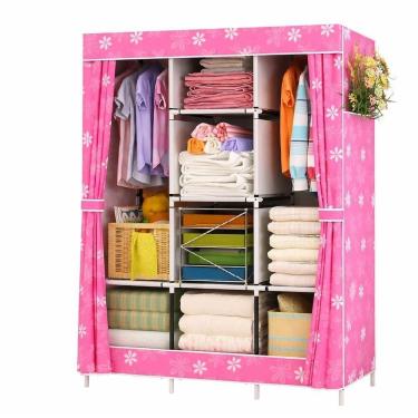 Imagem de Guarda Roupa Portátil 9 Prateleiras Organizador Rosa