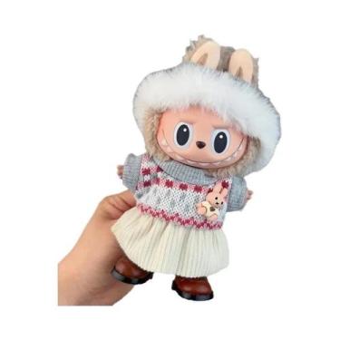 Imagem de Conjunto De Roupa Para Boneca Labubu De Vinil 17cm: Vestido De Bolinha