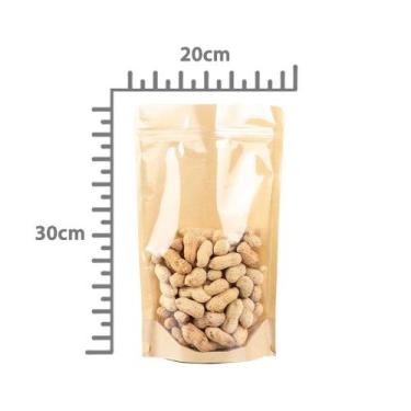 Imagem de Saco Stand Up Pouch kraft c/ Visor 20x30+3 c/ Zip - Aster, 50