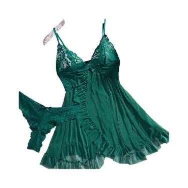 Imagem de Conjunto De Lingerie Feminina Com Renda, Decote Em V, Alças De Tule, S
