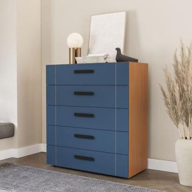 Imagem de Cômoda 5 Gavetas 90cm Com Design Elegante E Acabamento Em Pintura Uv E
