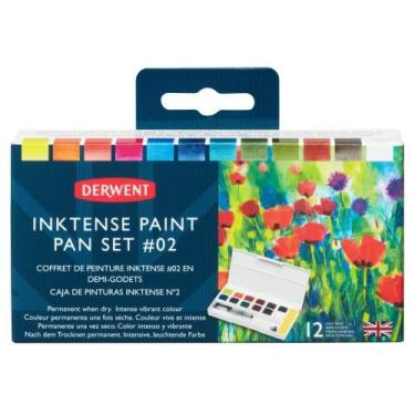 Imagem de Estojo Aquarela Derwent Pastilha Inktense 12 Cores Set 02 + Pincel 230