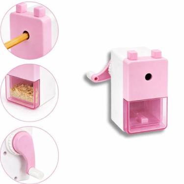 Imagem de Apontador Mesa Manual com Manivela e Deposito Coletor Rosa - Kaz