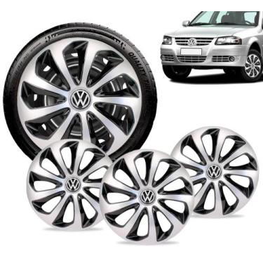 Imagem de Jogo 4 Calota 14 Velox Silver Black Vw Gol G1 G2 G3 G4 G5 - Elitte