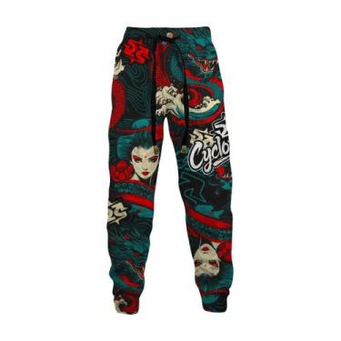 Imagem de Calça Cyclone Veludo Oriental Samurai, Preto, Vermelho, M