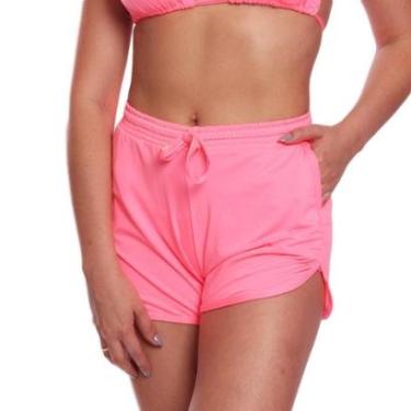 Imagem de Short Saída Praia Piscina Bolso Academia Corrida Vih Triny Rosa-Feminino