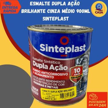 Imagem de Tinta Esmalte Dupla Ação Brilhante Cinza Médio 900ml Sinteplast