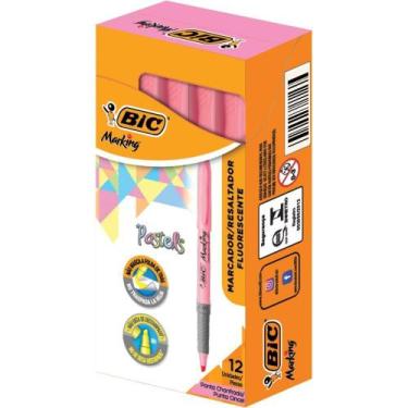 Imagem de Caneta Marca Texto Marking Rosa Pastel CX.C/12 - BIC