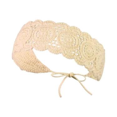 Imagem de Faixa De Cabelo Feminina De Crochê Sólido Com Flor, Acessório De Cabel