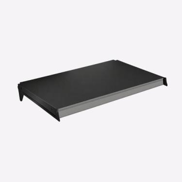Imagem de Bandeja Prateleira 40x91 Para Gôndolas New Plus Preta Com Porta Etique