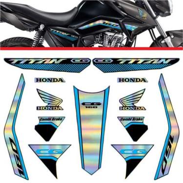 Imagem de Kit Carenagem Holográfico Honda CG Titan 160 anos 2023 2024 Azul Claro