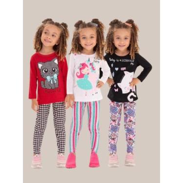 Imagem de calça legging infantil feminina kit 5 peças sortidas - SOLUTEX