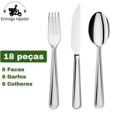 Imagem de Conjunto de Talheres Inox para Jantar Jogo Completo Resistente e Elega