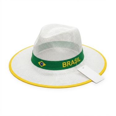 Imagem de 3UN Chapéu Panamá Brasil Branco Tecido Copa 2026 Aba Larga