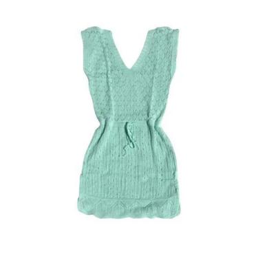 Imagem de Saída De Praia Curta Fenda Acinturada Verão Tricot Moda - Calu Tricot,