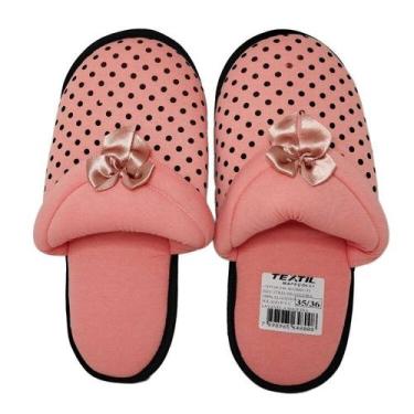 Imagem de Pantufa Textil Mafeçilli Feminino, Salmão, 35/36