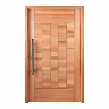 Imagem de Kit Porta Pivotante Maciça Eucalipto Almofadada 214x107cm Natural PM97