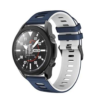 Imagem de Pulseira Sport Nandos-Store compatíveis com Samsung Galaxy Watch 3-41mm ou 45mm - (45mm - Azul com branco GT)