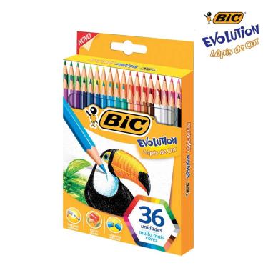 Imagem de Lapis de Cor 36 Cores Bic Evolution Kit Escolar Colorido Desenho Profissional Estojo Pintar Artes