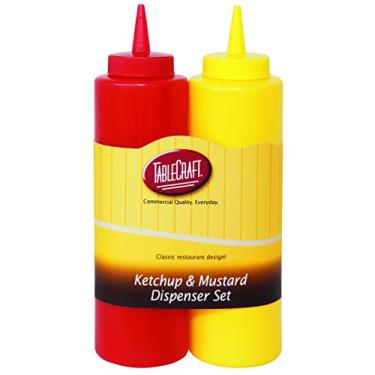 Imagem de TableCraft Conjunto de 2 peças de dispensador de ketchup e mostarda Nostalgia, 355 ml, vermelho/amarelo