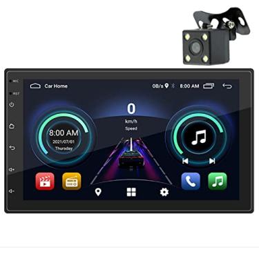 Imagem de Duplo Din Estéreo para Carro de 7 Polegadas Tela de Toque Estéreo de Navegação Android no Dash Rádio do Carro com Bluetooth FM Suporte Receptor de Rádio WiFi Link de Espelho, Controle de Volante