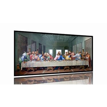 Imagem de Quadro Decorativo Santa Ceia Jesus Sala Quarto 130x60 Moldura Preta 2x2