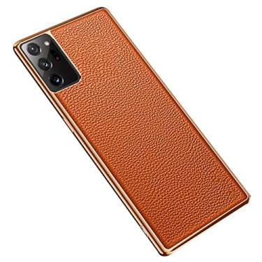 Imagem de Capa para Samsung Galaxy S21/S21 Plus/S21 Ultra, fina, de couro PU, elegante, com absorção de choque, capa protetora de TPU (poliuretano termoplástico), laranja, S21 Ultra de 6,8 polegadas