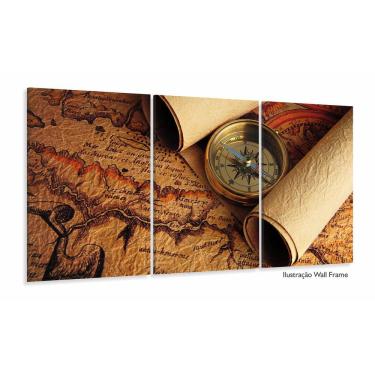 Imagem de Quadro Decorativo Mapa Mundi Retro 120x60 em tecido 1