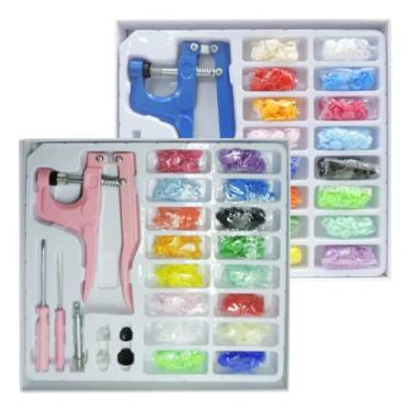 Imagem de Kit Alicate de Pressão 3 em 1 com Botões de Plástico Ilhós e Metal Azul