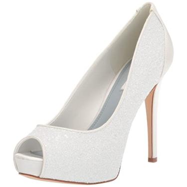 Imagem de Nine West Sapato feminino Hizzia Platform Peep Toe, Glitter prateado, 40