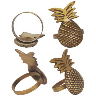 Imagem de HOME&CO ANEL GUARDANAPO 6x4x4cm METAL DOURADO 4PÇ ABACAXI