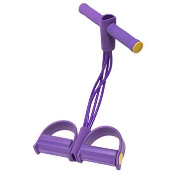 Imagem de Equipamento de Fitness em casa Corda Elástica com Pedal Sentar Corda Puxar Yoga Exercitador de Pernas (Roxo, OneSize)