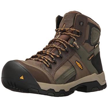 Imagem de KEEN Utility Davenport Bota de trabalho masculina impermeável com bico composto de couro de altura média, Shitake/Forest Night, 39
