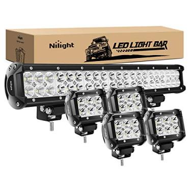 Imagem de Nilight - ZH003 20 polegadas 126W Spot Flood Combo Led Light Bar 4PCS 4 polegadas 18W Spot LED Pods Fog Lights para Jeep Wrangler Boat Truck Tractor Trailer Off-Road, 2 anos de garantia