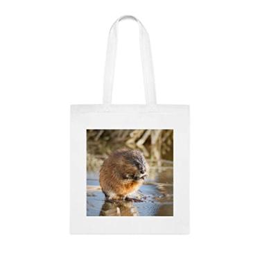 Imagem de Bolsa Muskrat, presente de sacola de muskrat, bolsa de ombro almiscarado, bolsas reutilizáveis de muskrat, ideia de presente de cesta de Natal de aniversário, presente para ela, presente