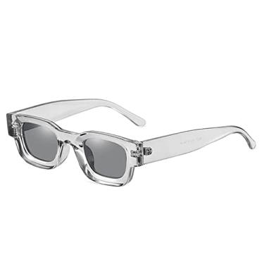 Imagem de Óculos de Sol Polarizados Quadrados Pequenos Moda Retrô Punk Sombras UV400 Homens Tendência Óculos de Sol, Cinza cinza, A