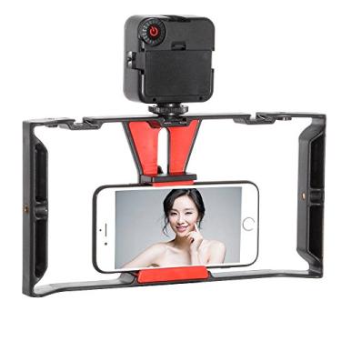 Imagem de FOTGA Equipamento estabilizador de gaiola de câmera de vídeo + luz de 49-LED para iPhone Samsung Huawei Smart Phone
