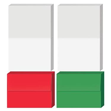 Imagem de Cartão de felicitações de Natal 2022 | 50 cartões brancos dobráveis em branco - 10,8 x 14 cm quando dobrado | Envelopes A2 coloridos de Natal - 25 envelopes vermelhos e 25 verdes | Ótimo para saudações, anúncios, convites