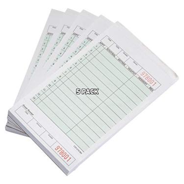 Imagem de [Pacote com 5] Pastilhas de xadrez Green Guest 2 peças sem carbono – 50 páginas por bloco de servidor – bloco de notas para garçom, garçonete e restaurantes, livro de servidor (4,2 x 7,2 polegadas)