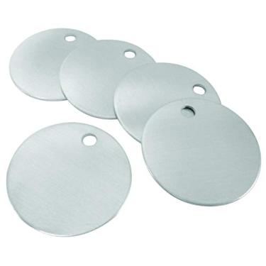 Imagem de CH Hanson Metal Stamping Blanks – Etiquetas em branco de 3,8 cm com furos, nome e etiquetas de animais de estimação, equipamento de etiqueta – Modelo 1098A, alumínio de 18 calibres durável (100 unidades)