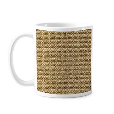Imagem de Tawny juta de linho malha ilustração fresca caneca cerâmica xícara de café porcelana louça